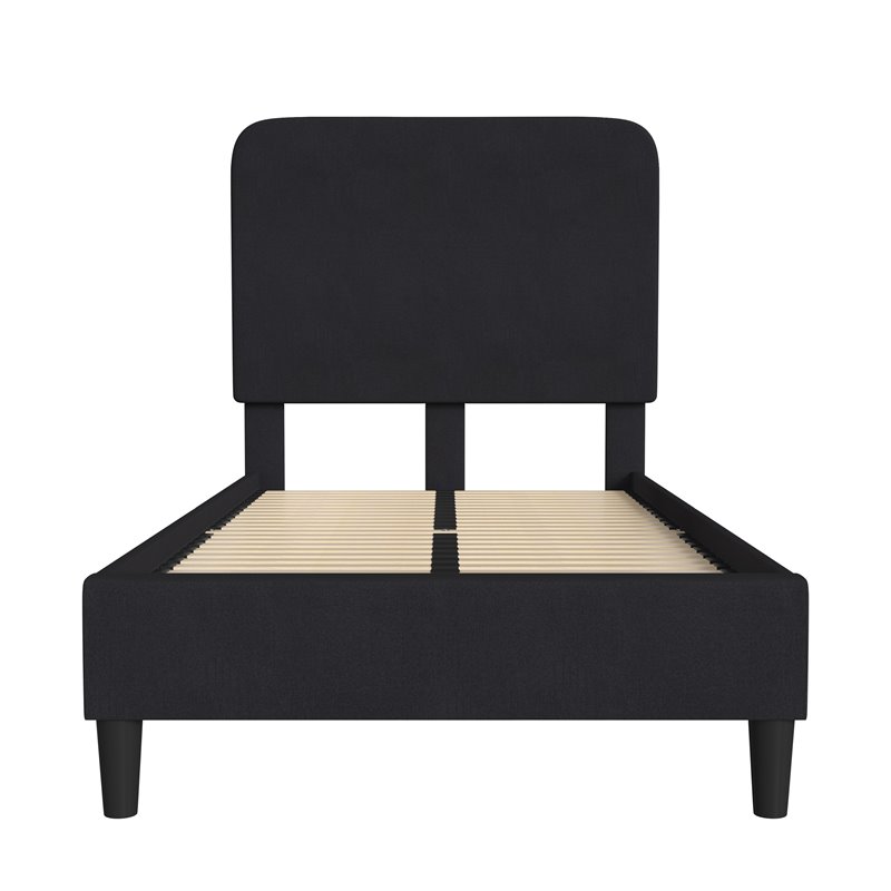 Flash Furniture Addison Fabric Twin Platform Bed with Headboard in Charcoal