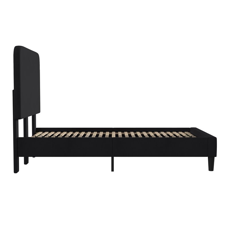 Flash Furniture Addison Fabric Twin Platform Bed with Headboard in Charcoal