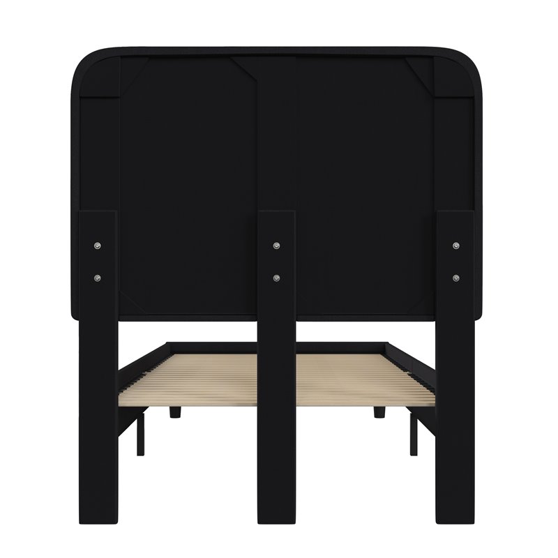 Flash Furniture Addison Fabric Twin Platform Bed with Headboard in Charcoal
