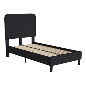 Flash Furniture Addison Fabric Twin Platform Bed with Headboard in Charcoal