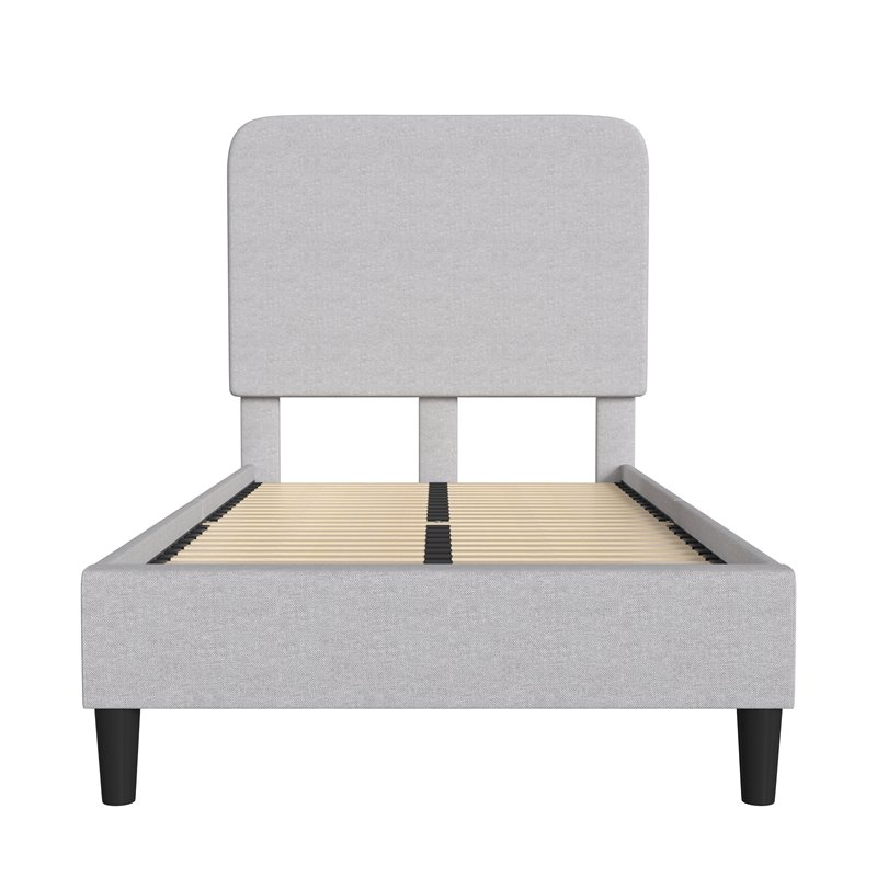 Flash Furniture Addison Fabric Twin Platform Bed with Headboard in Gray