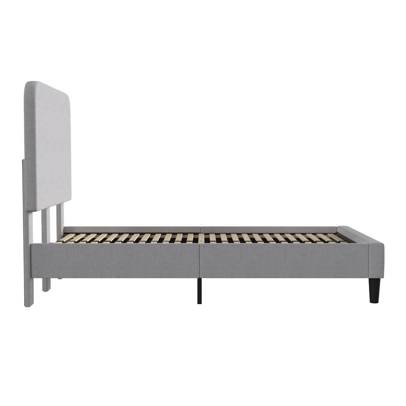 Flash Furniture Addison Fabric Twin Platform Bed with Headboard in Gray