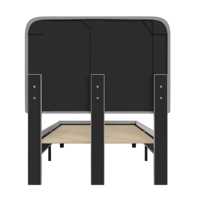 Flash Furniture Addison Fabric Twin Platform Bed with Headboard in Gray