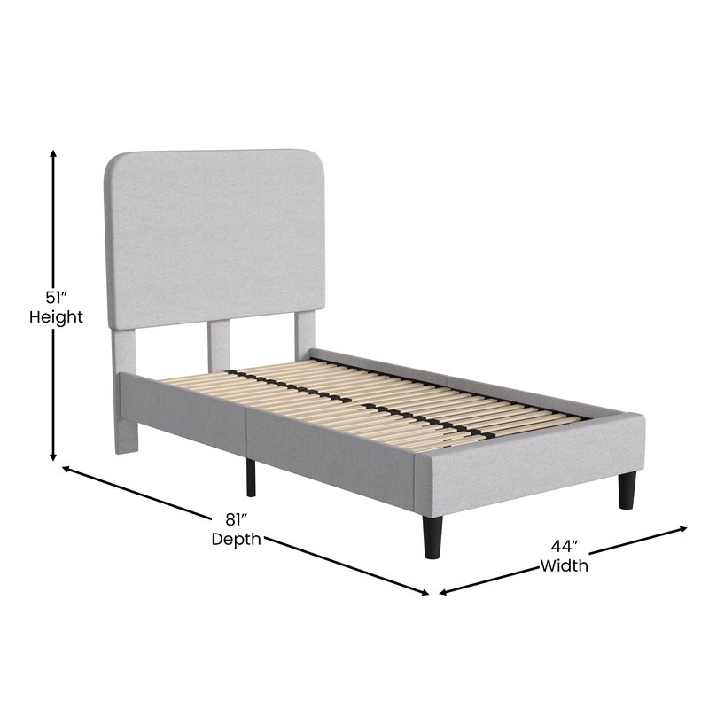 Flash Furniture Addison Fabric Twin Platform Bed with Headboard in Gray