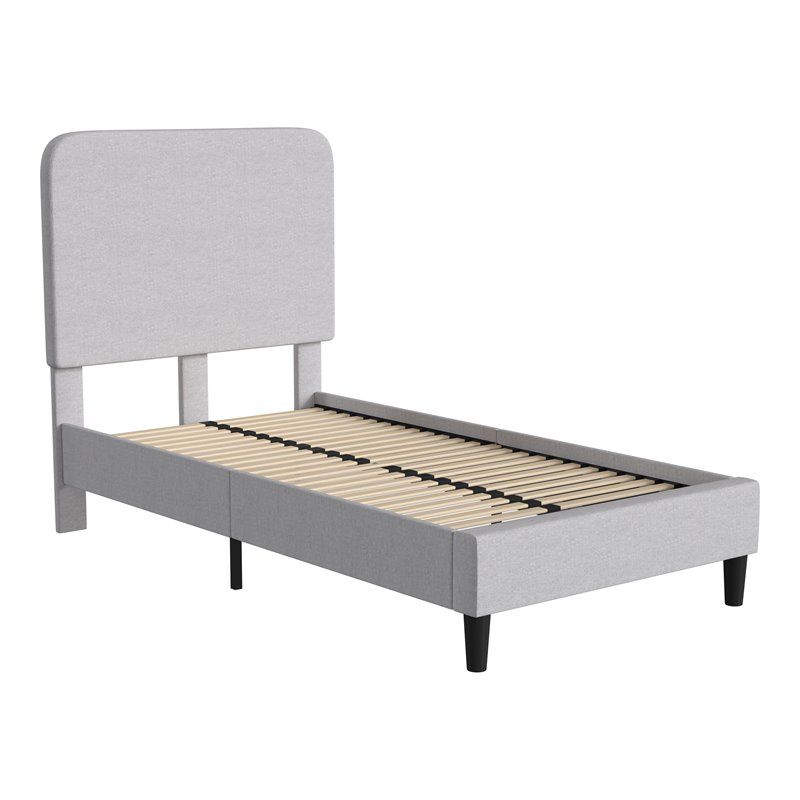 Flash Furniture Addison Fabric Twin Platform Bed with Headboard in Gray