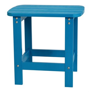 Flash Furniture Charlestown All-Weather Resin Adirondack Side Table in Blue