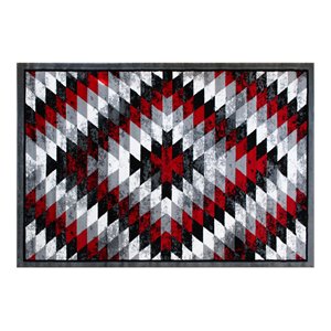 Flash Furniture Teagan 63.6&quot x 87.6&quot Diamond Olefin Fabric Area Rug in Red