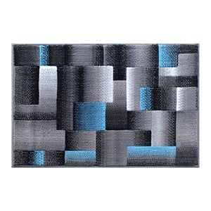 Flash Furniture Elio 24&quot x 36&quot Geometric Olefin Fabric Area Rug in Blue