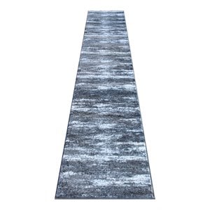 Flash Furniture Marian 28.8&quot x 132&quot Distressed Olefin Fabric Area Rug in Gray