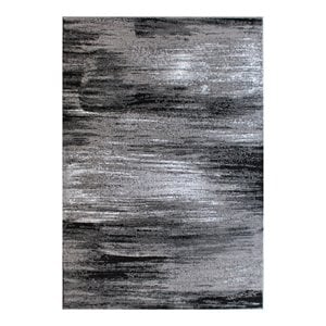 Flash Furniture Rylan 60&quot x 84&quot Scraped Pattern Olefin Fabric Area Rug in Gray