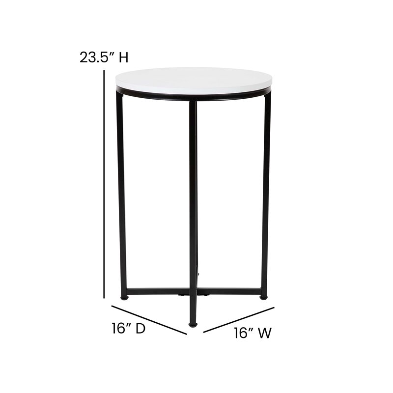 Flash Furniture Hampstead Metal and Laminate End Table in White/Matte Black
