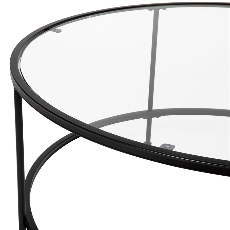 Flash Furniture Astoria Metal and Glass Coffee Table in Black/Matte Clear