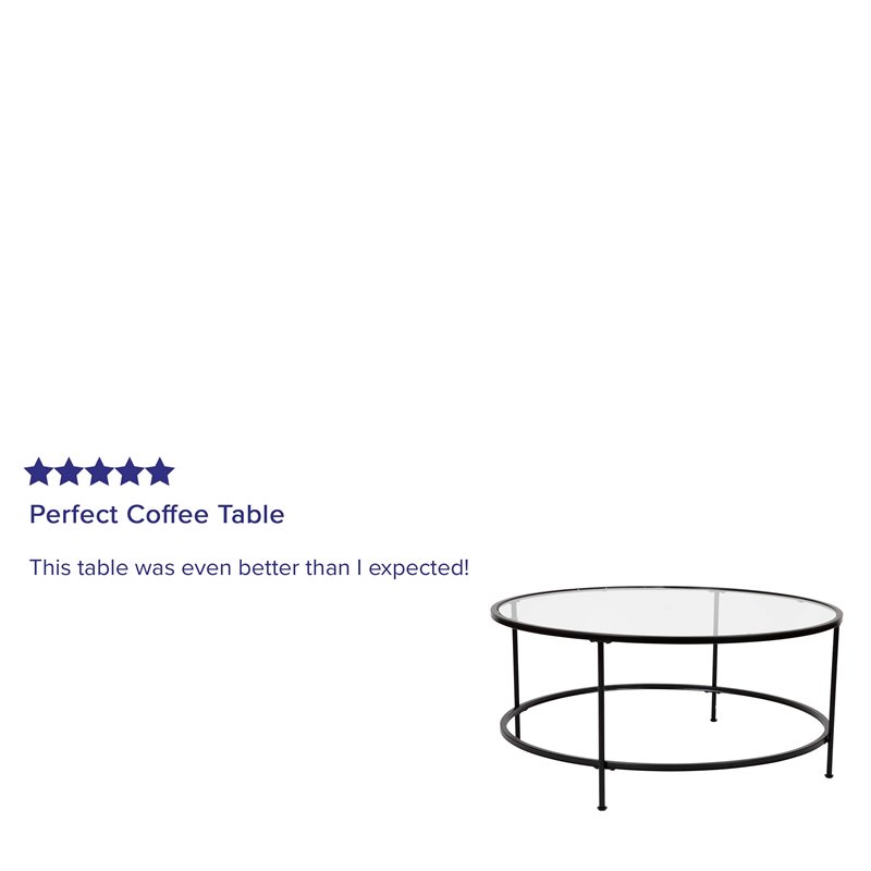 Flash Furniture Astoria Metal and Glass Coffee Table in Black/Matte Clear