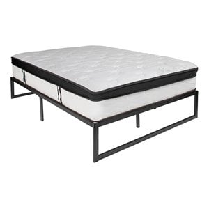 Flash Furniture Metal Full Bed Frame and 12&quot Memory Foam Mattress in Black