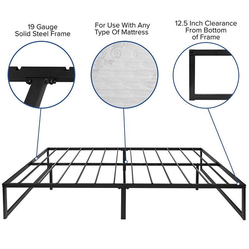 Flash Furniture Metal Queen Bed Frame and 12