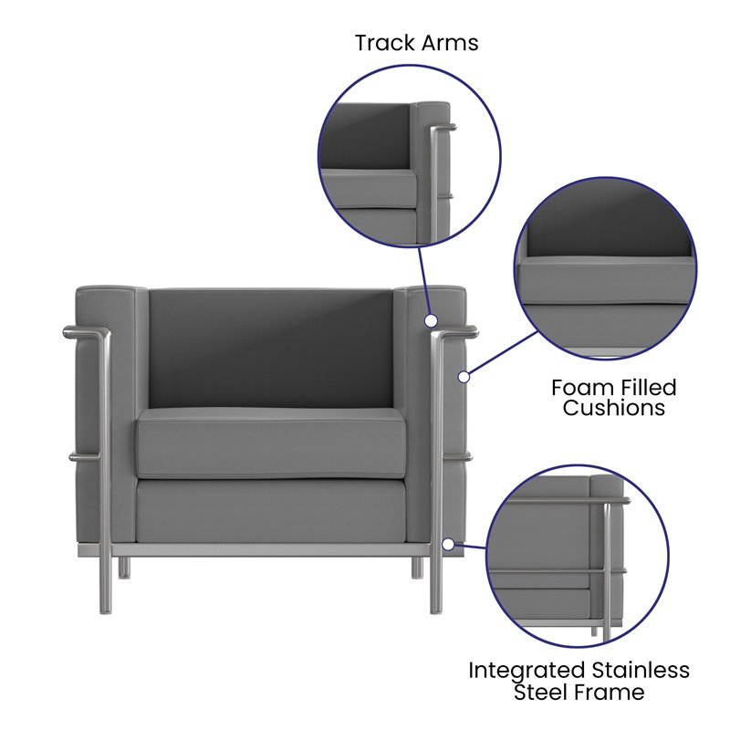 Flash Furniture Hercules Regal LeatherSoft Reception Set in Gray