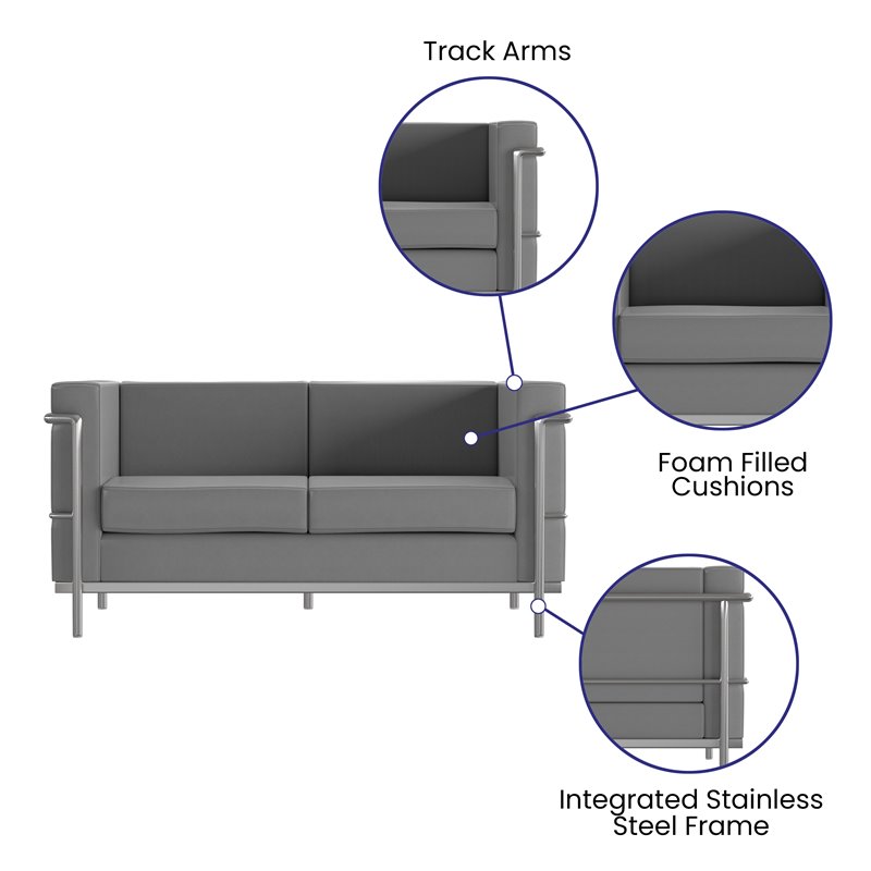Flash Furniture Hercules Regal LeatherSoft Reception Set in Gray