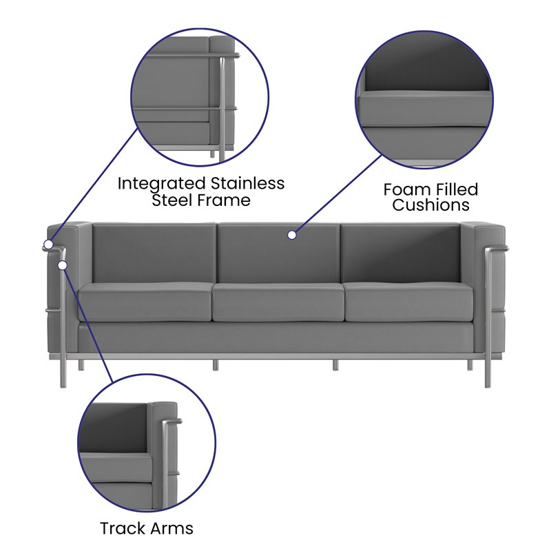 Flash Furniture Hercules Regal LeatherSoft Reception Set in Gray