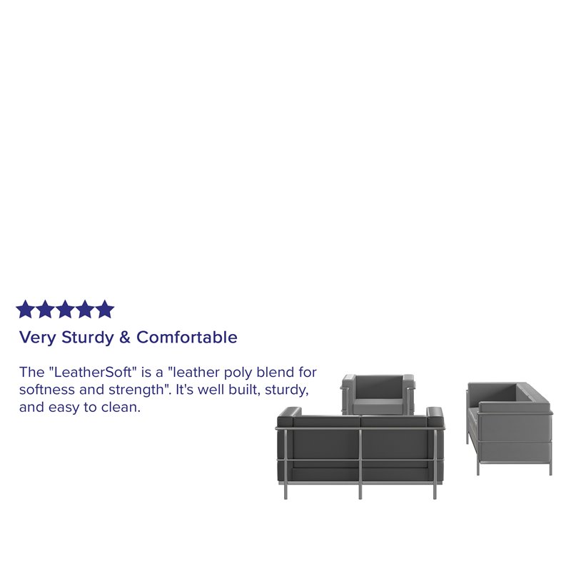 Flash Furniture Hercules Regal LeatherSoft Reception Set in Gray