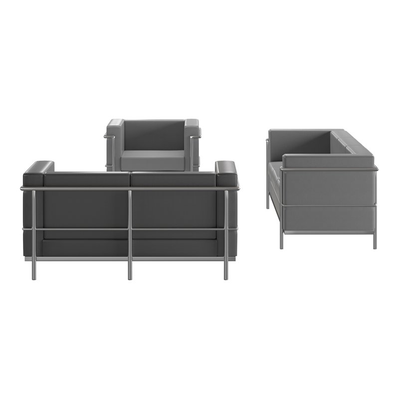 Flash Furniture Hercules Regal LeatherSoft Reception Set in Gray