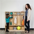 Flash Furniture 5 Section Wood School Coat Locker with Bench in Natural