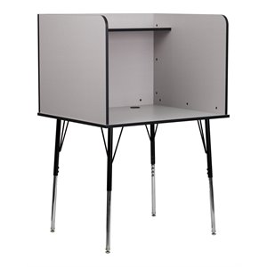 Flash Furniture Metal Stand-Alone Study Carrel w/ Height Adjustable Legs in Gray