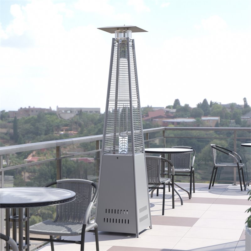 Flash Furniture 42000 BTU's Metal Round Outdoor Patio Heater in Silver