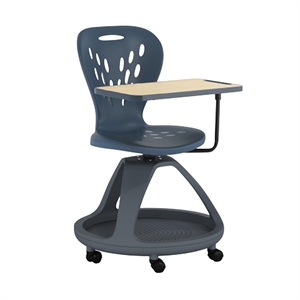 Flash Furniture 360 Degree Tablet Rotation Plastic Mobile Desk Chair in Gray