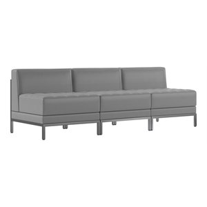 Flash Furniture 3 Piece Gray LeatherSoft Modular Lounge Set with Ganging Clips