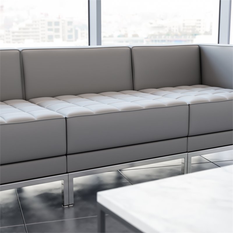 Flash Furniture Contemporary Gray LeatherSoft Middle Chair