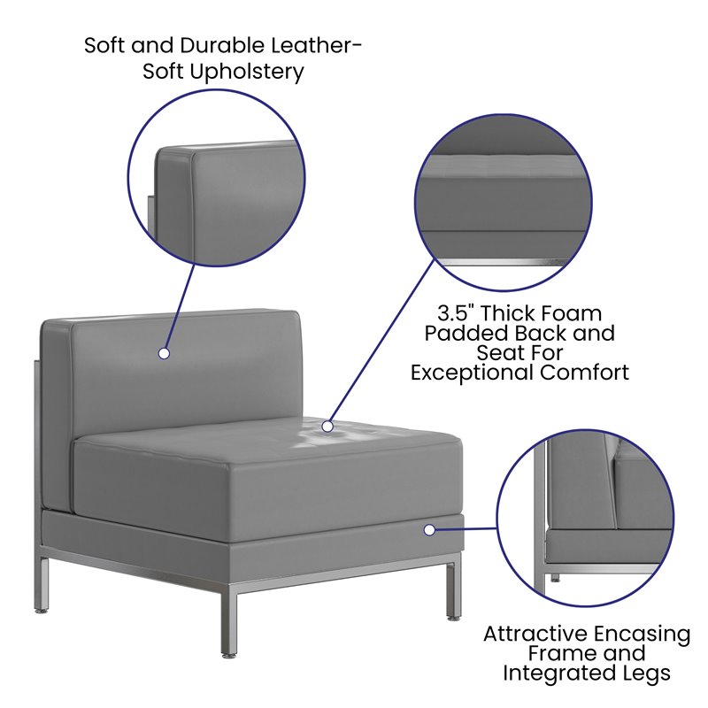 Flash Furniture Contemporary Gray LeatherSoft Middle Chair