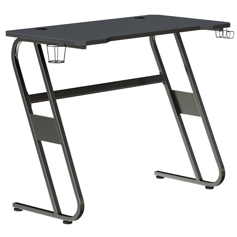 Flash Furniture Engineered Wood and Steel Gaming Ergonomic Desk in Black