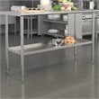 Flash Furniture Metal Galvanized Work Table Shelf for 24 x 60 Table in Gray