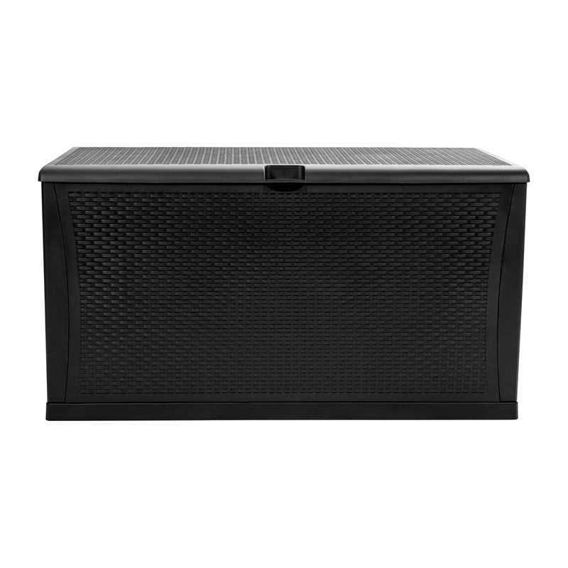 Flash Furniture 120 Gallon Plastic Deck Box for Outdoor Patio Storage in Black