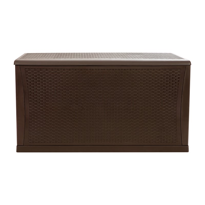 Flash Furniture 120 Gallon Plastic Deck Box for Outdoor Patio Storage in Brown