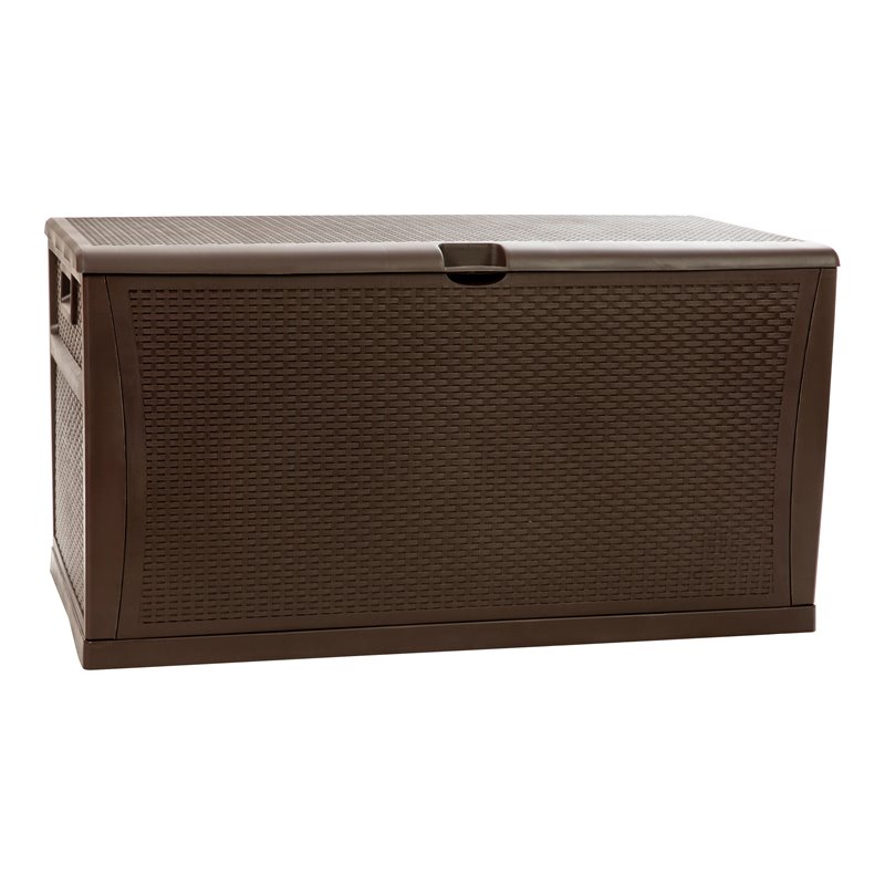 Flash Furniture 120 Gallon Plastic Deck Box for Outdoor Patio Storage in Brown