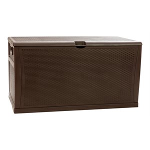 Flash Furniture 120 Gallon Plastic Deck Box for Outdoor Patio Storage in Brown