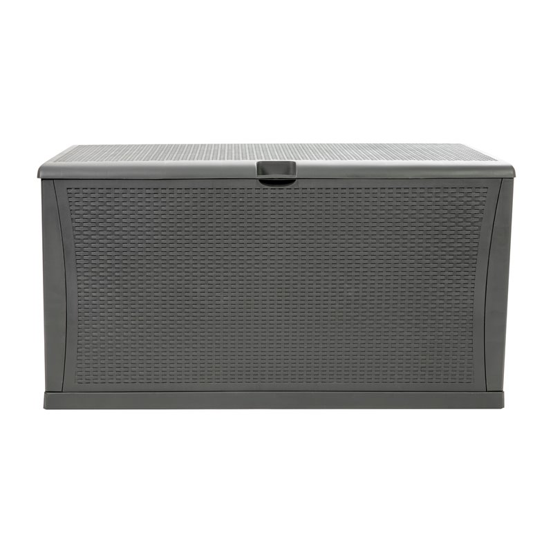 Flash Furniture 120 Gallon Plastic Deck Box for Outdoor Patio Storage in Gray