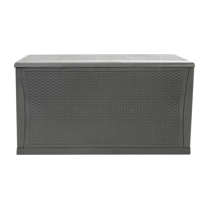 Flash Furniture 120 Gallon Plastic Deck Box for Outdoor Patio Storage in Gray