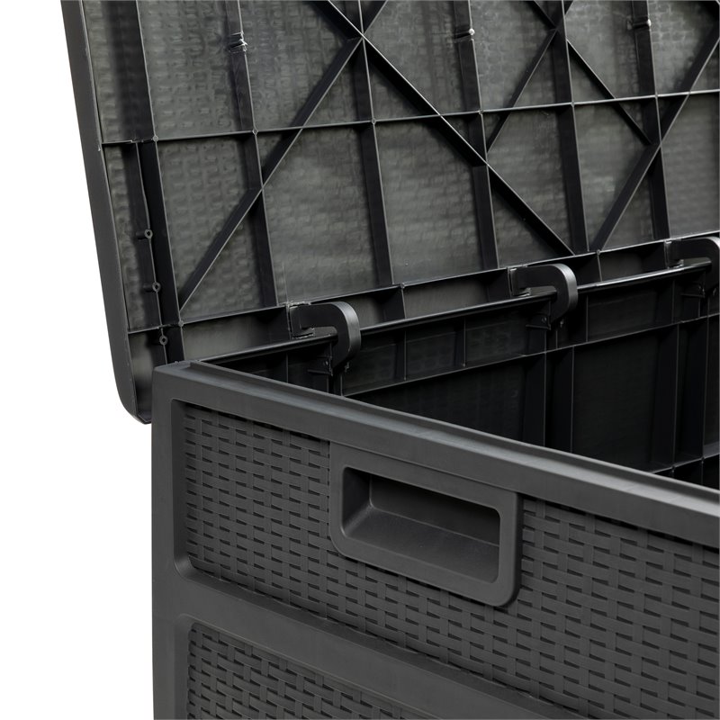 Flash Furniture 120 Gallon Plastic Deck Box for Outdoor Patio Storage in Gray
