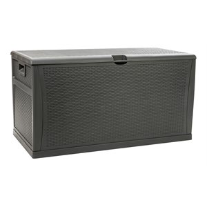 Flash Furniture 120 Gallon Plastic Deck Box for Outdoor Patio Storage in Gray