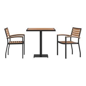 Flash Furniture Aluminum 2 Accented Club Chairs and Patio Table Set in Brown