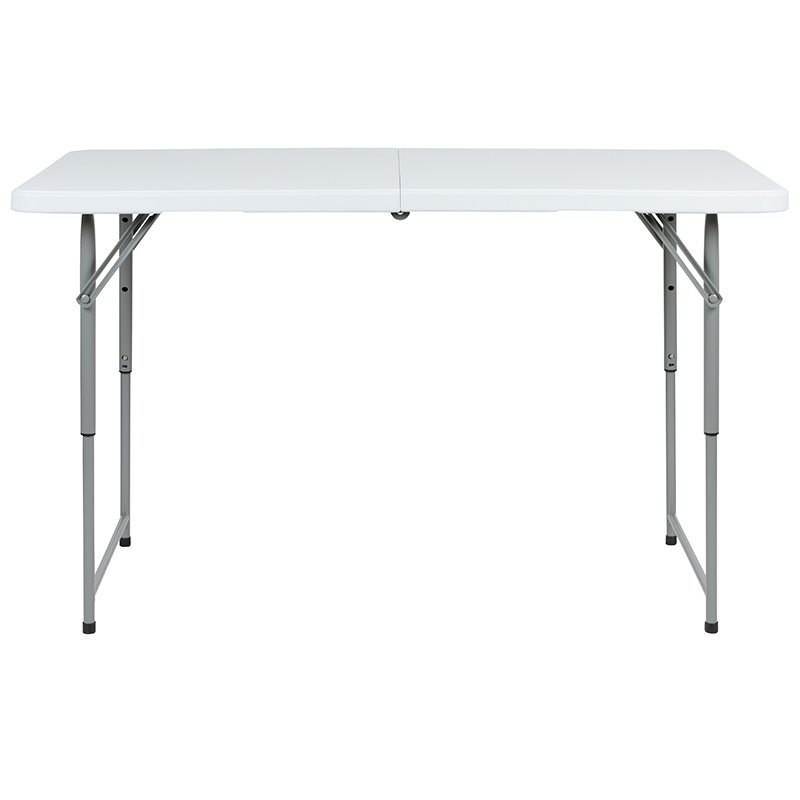 Flash Furniture Adjustable Bi-Fold Plastic Folding Table in Granite White