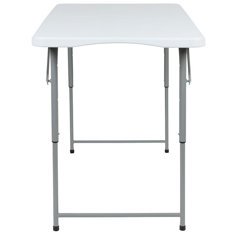 Flash Furniture Adjustable Bi-Fold Plastic Folding Table in Granite White