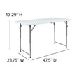 Flash Furniture Adjustable Bi-Fold Plastic Folding Table in Granite White