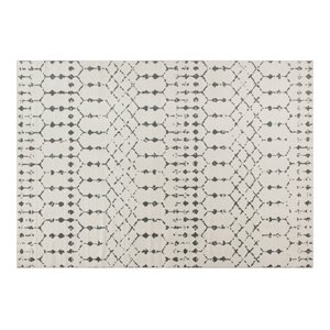 Flash Furniture 61&quot x 85&quot Geometric Polyester Fabric Area Rug in Ivory/Gray