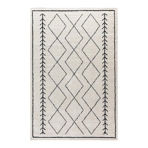 Flash Furniture 60&quot x 86&quot Geometric Polyester Fabric Area Rug in Ivory/Black