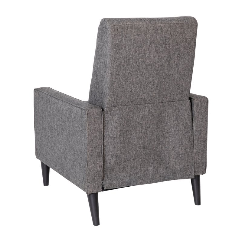 Flash Furniture Upholstery Fabric Pushback Recliner w/Button Tufted Back in Gray