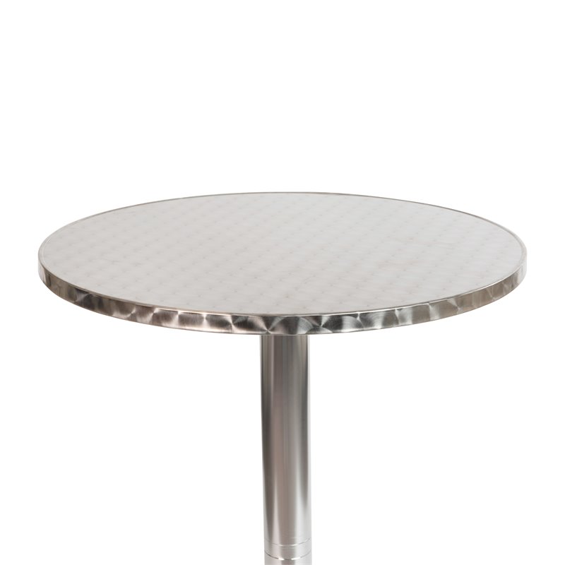 Flash Furniture Round Aluminum Bar Height Table with Cross Base in Silver