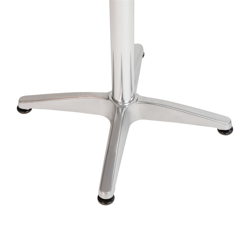 Flash Furniture Round Aluminum Bar Height Table with Cross Base in Silver